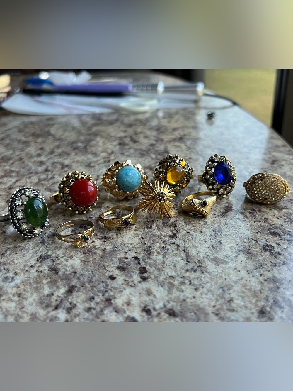 Lot of 10 Vintage Costume Rings